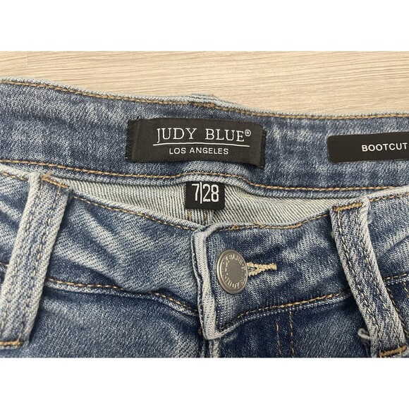 Judy Blue Mid Rise Destroyed & Released Hem Bootcut Jeans women 7/28 - Picture 6 of 10